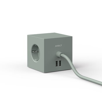 Avolt Square 1 USB extension cord, oak green