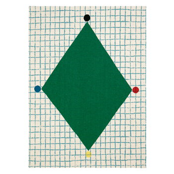 Marimekko Kalendi & Losange tea towel set, 2 pcs, linen - red - green