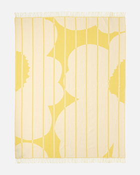 Marimekko Coperta Vesi Unikko, 140 x 180 cm, spring yellow - écru
