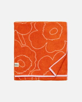Marimekko Piirto Unikko bath towel, 100 x 160 cm, burnt orange-light pink