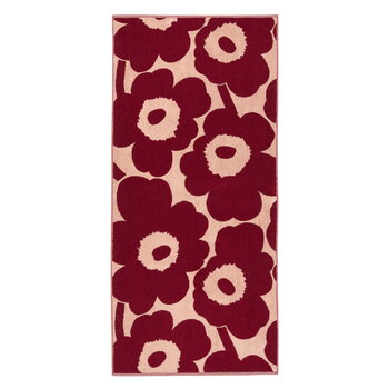 Marimekko Unikko badlakan, 70 x 150 cm, rosa - mörk körsbär