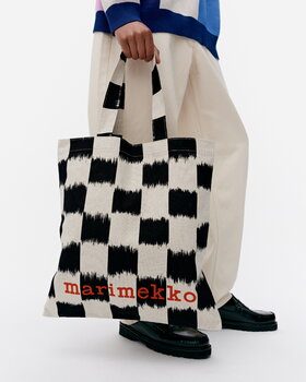 Marimekko Vankka Jäkälä tote bag, 43 x 41 cm, black - off-white, extra image