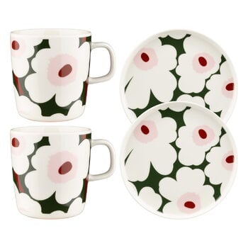 Marimekko Oiva - Unikko mug, 2,5 dl, white - dark green - pink, extra image