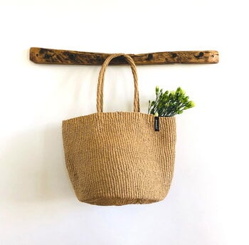 Mifuko Kiondo shopper basket, M, woven handle, brown