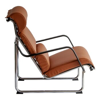 Yrjö Kukkapuro Remmi lounge chair, chrome - cognac leather