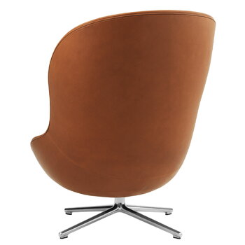 Normann Copenhagen Hyg lounge chair high, swivel, aluminium - brandy leather Ultra