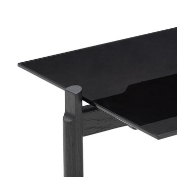 Wendelbo Notch soffbord, rektangulärt, M, svart glas - svartbetsad ek