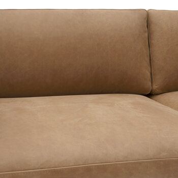 Muuto Outline soffa, 3 1/2-sits, Grace kamelfärgat läder - aluminium