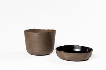 Vaidava Ceramics Soil pot with saucer, L, brown