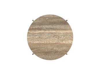GUBI Tavolino TS, 55 cm, ottone - travertino grigio marrone