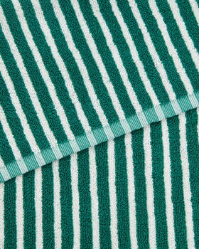 Tekla Guest towel, teal green stripes