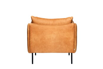 Fogia Tiki armchair, large, black steel - cognac leather