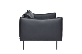 Fogia Tiki 2-seater sofa, black steel - black Elmosoft leather