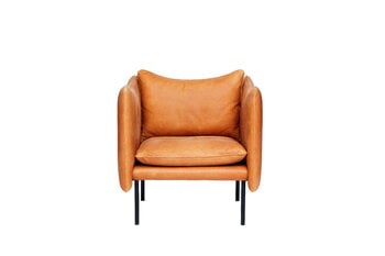 Fogia Tiki armchair, small, black steel - cognac leather