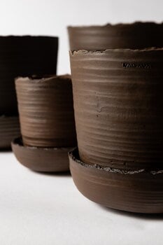 Vaidava Ceramics Soil pot with saucer, S, brown