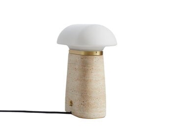 Woud Lampe de table Nova, travertin ivoire - verre opale