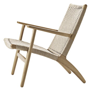 Carl Hansen & Søn CH25 lounge chair, white oiled oak - natural cord