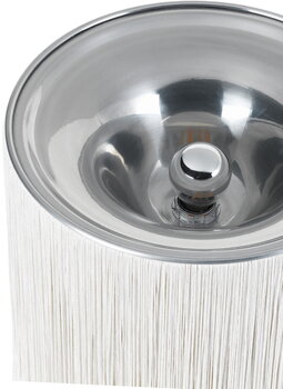 GUBI Model 597 table lamp, polished aluminium - cream fringe