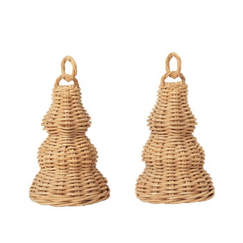 ferm LIVING Cloches de Noël tressées, lot de 2, rotin naturel, image extra