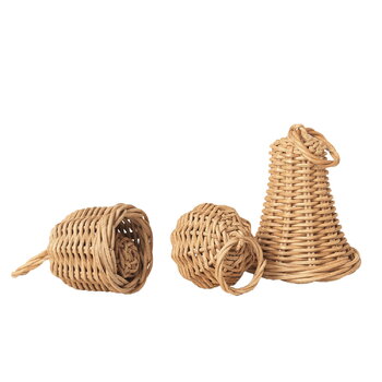 ferm LIVING Geflochtene Weihnachtsglocken, 3er-Set, Naturrattan