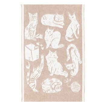 Lapuan Kankurit Kissanpäivät hand towel, white - cinnamon, extra image