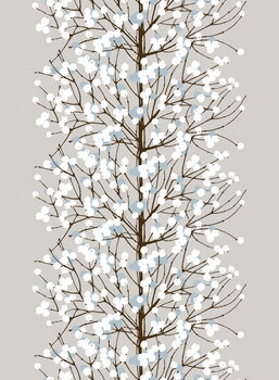 Marimekko Lumimarja fabric, beige - brown - blue