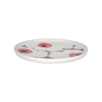 Marimekko Oiva - Unikko plate, 13,5 cm, white - clay - powder - red