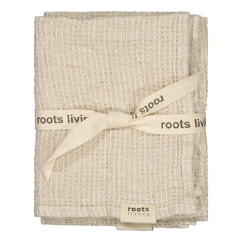 Roots Living Essuie-mains Waffle, 40 x 60 cm, 2 pièces, naturel