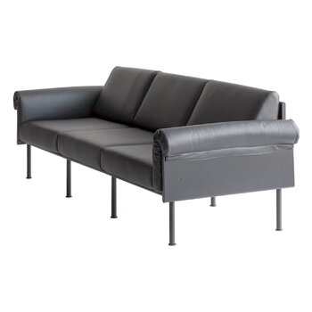 Yrjö Kukkapuro Ateljee 3-sits soffa, svart - svart läder