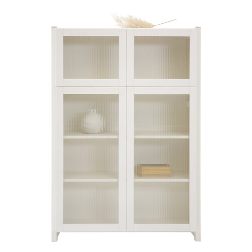 Lundia Classic vitrine, reeded glass, 104 x 149 cm, white lacquered ...