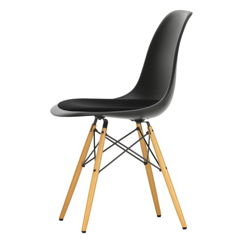 Vitra Eames DSW Stuhl, dunkles Schwarz Ahorn Kissen in Nero