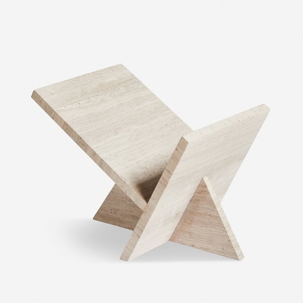 Woud Mountain magazine holder, grey travertine | Finnish Design Shop