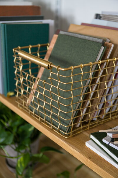 Korbo Rectangular 19 wire basket, brass | Finnish Design Shop