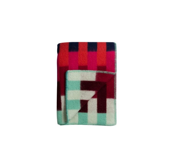 Røros Tweed Åsmund Bold throw, 200 x 135 cm, red - turquoise | Finnish ...