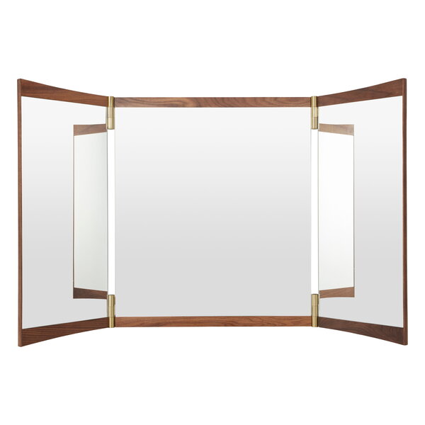 GUBI Vanity wall mirror, 3 panels, walnut brass Finnish Design Shop UK