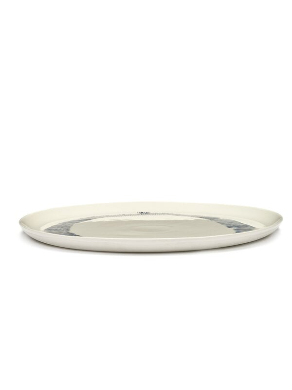 Plates, Feast serving plate, white - blue, White