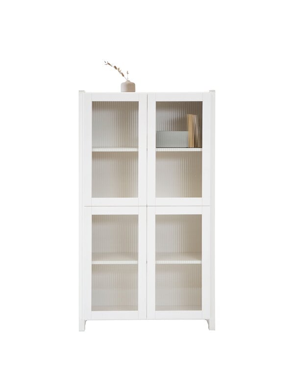 Cabinets, Classic vitrine, reeded glass, 84 x 149 cm, white lacquered, White