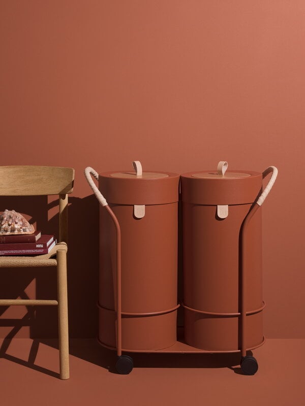 Wastebaskets & recycling, Bin There set, trolley and 2 bins, L, copper brown, Brown