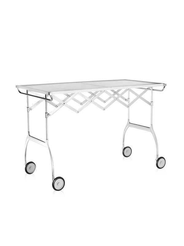 Kitchen carts & trolleys, Battista folding serving trolley/side table, white - chrome, White