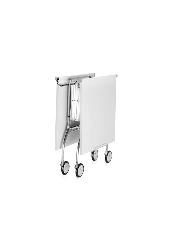 Kitchen carts & trolleys, Battista folding serving trolley/side table, white - chrome, White