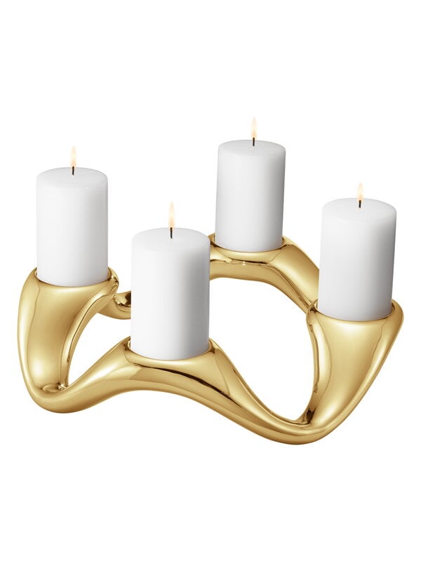 Candleholders, Cobra candleholder, round, gold, Gold