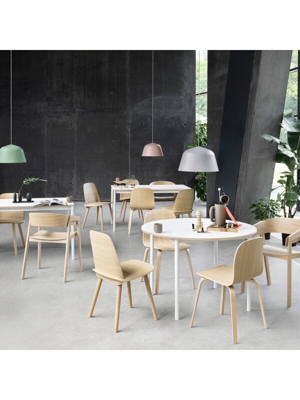 Ruokapöydät, Base pöytä 140 x 80 cm, laminaatti vanerireunalla, Valkoinen