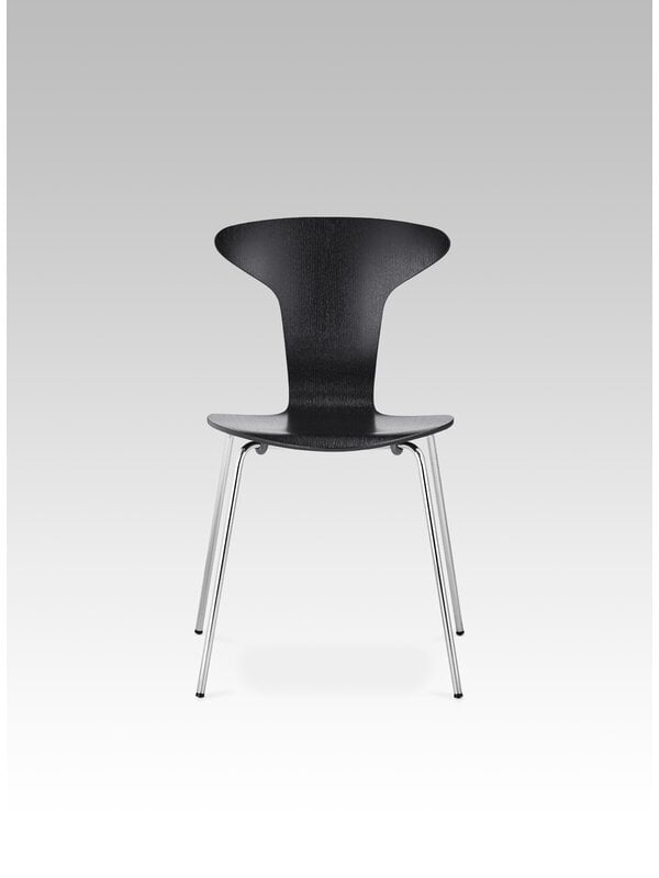 Chaises de salle à manger, Chaise Munkegaard, placage noir - chrome, Noir