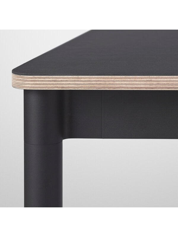 Tables de salle à manger, Table ronde Base 110 cm, linoléum avec bords en contreplaqué, no, Noir