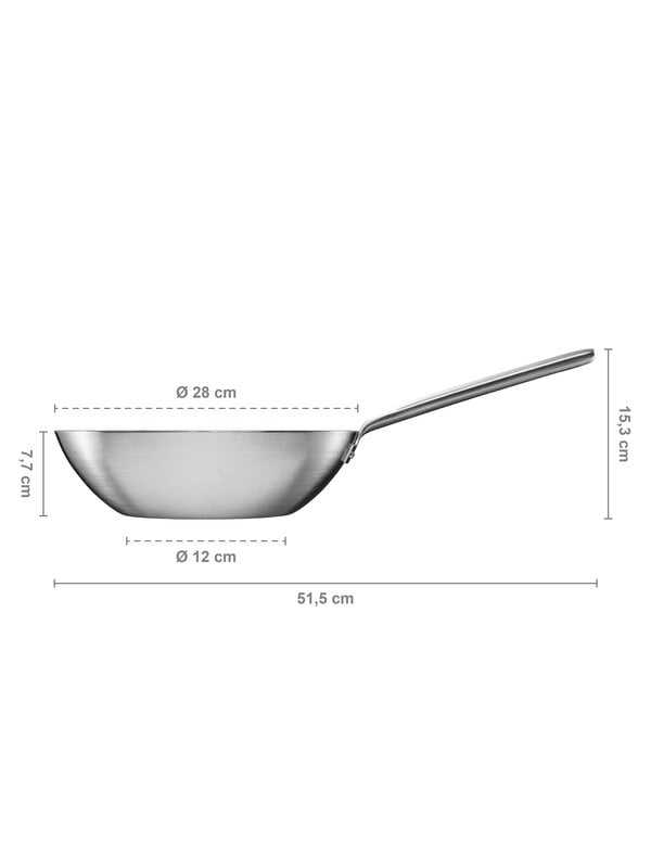 Paistinpannut, Norden teräswokkipannu, 28 cm, Hopea