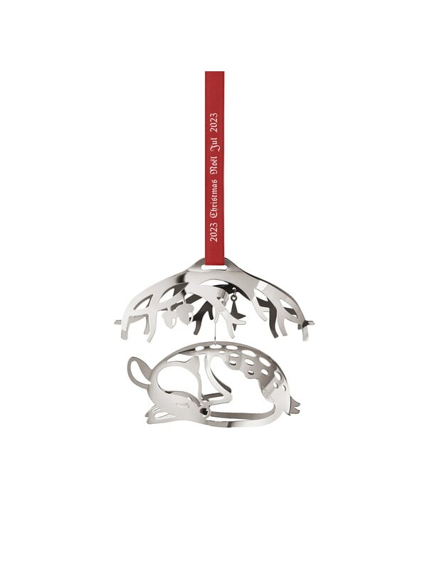 Holiday decorations, Collectable ornament 2023, deer mobile, palladium plated brass, Silver