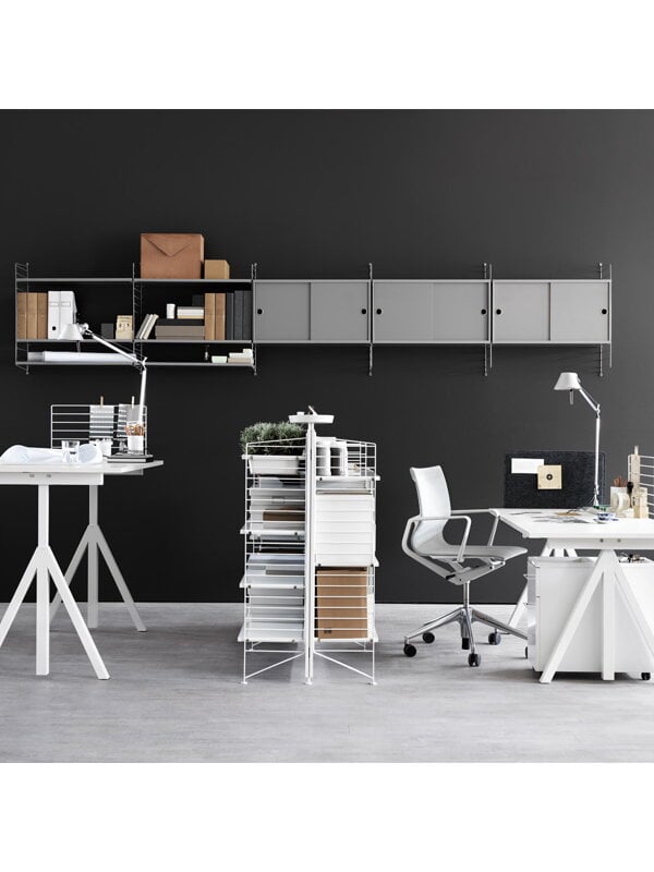 Height-adjustable desks, String Works height adjustable table 160 cm, white, White