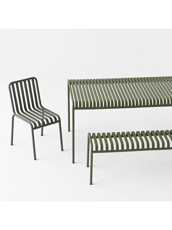 Outdoor benches, Palissade bench, sky grey, Gray