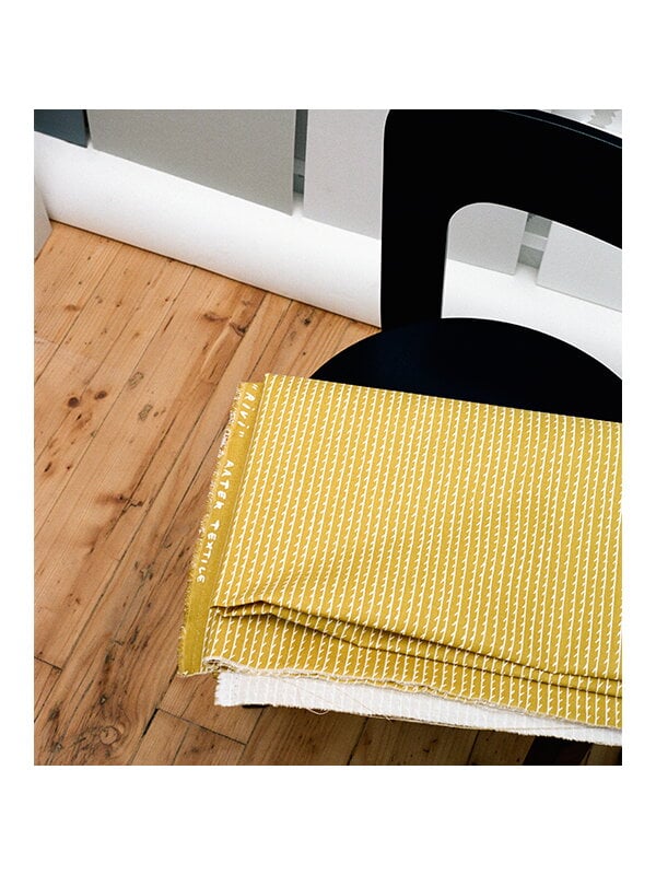 Artek fabrics, Rivi acrylic coated fabric, 145 x 300 cm, mustard - white, Yellow