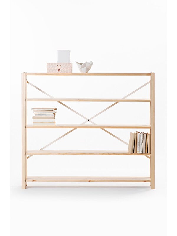 Bookcases, Classic open shelf, low, wide, natural, Natural
